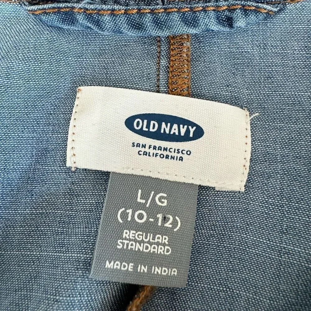 OLD NAVY youth Blue Chambray Lightweight Jacket with Waterfall collar size L NWT